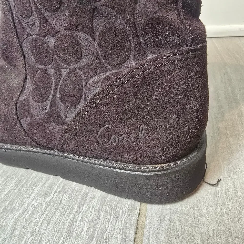 Coach Kally Winter Boots Brown Suede & Shearling Uppers Size 7.5